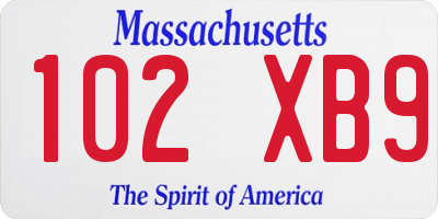 MA license plate 102XB9