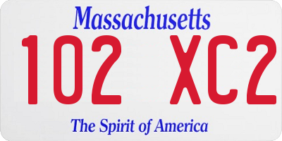 MA license plate 102XC2