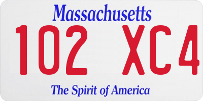 MA license plate 102XC4