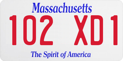 MA license plate 102XD1