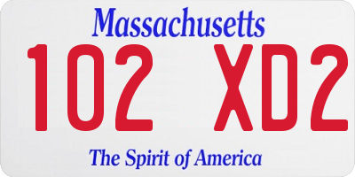 MA license plate 102XD2