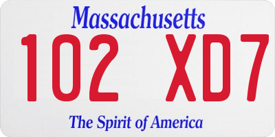 MA license plate 102XD7
