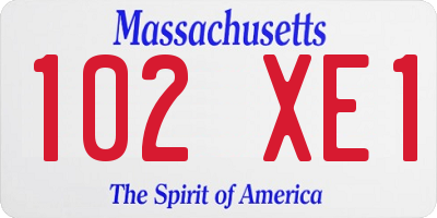 MA license plate 102XE1