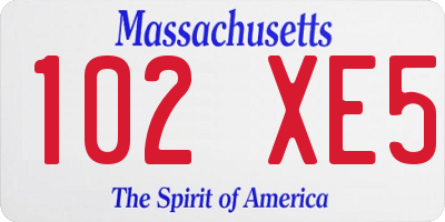 MA license plate 102XE5