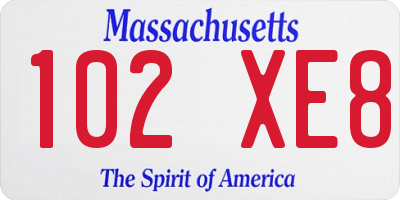 MA license plate 102XE8