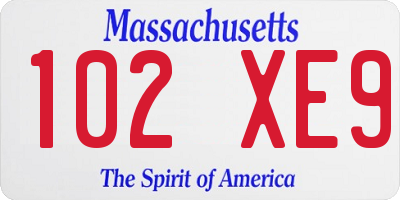 MA license plate 102XE9