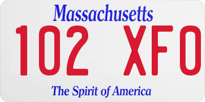 MA license plate 102XF0