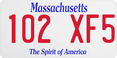 MA license plate 102XF5