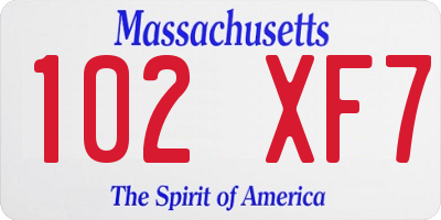 MA license plate 102XF7