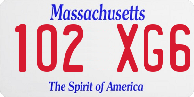 MA license plate 102XG6