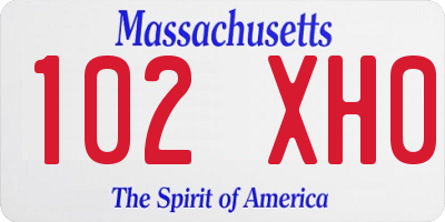 MA license plate 102XH0