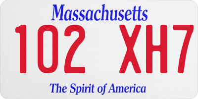 MA license plate 102XH7