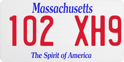 MA license plate 102XH9