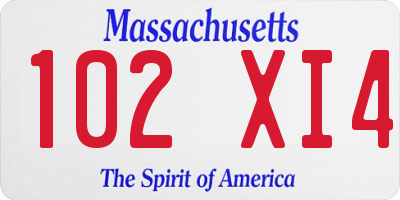 MA license plate 102XI4