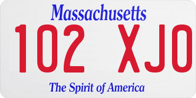 MA license plate 102XJ0