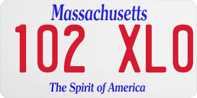 MA license plate 102XL0