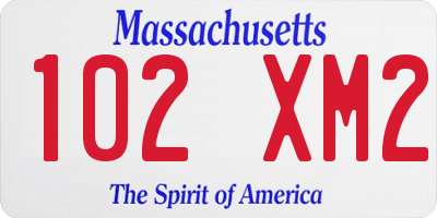 MA license plate 102XM2