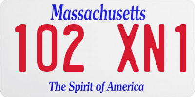 MA license plate 102XN1