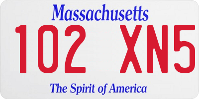 MA license plate 102XN5