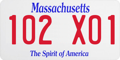 MA license plate 102XO1