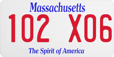 MA license plate 102XO6