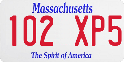 MA license plate 102XP5