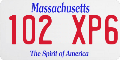 MA license plate 102XP6