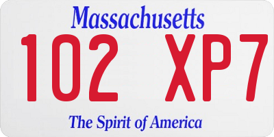 MA license plate 102XP7