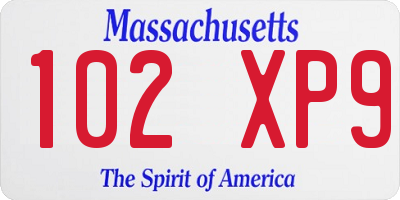 MA license plate 102XP9