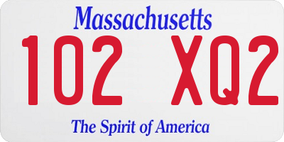 MA license plate 102XQ2