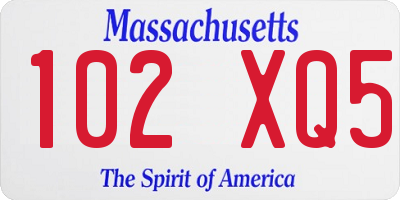 MA license plate 102XQ5