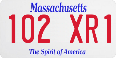 MA license plate 102XR1