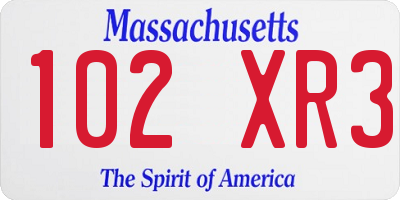 MA license plate 102XR3