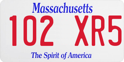 MA license plate 102XR5