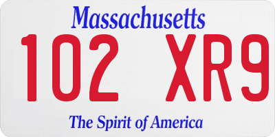 MA license plate 102XR9