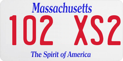 MA license plate 102XS2