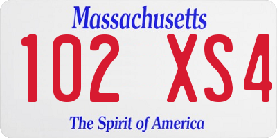 MA license plate 102XS4