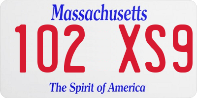 MA license plate 102XS9