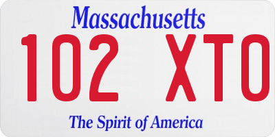 MA license plate 102XT0