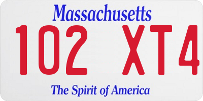 MA license plate 102XT4