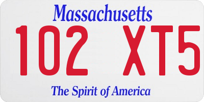 MA license plate 102XT5