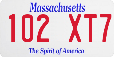MA license plate 102XT7