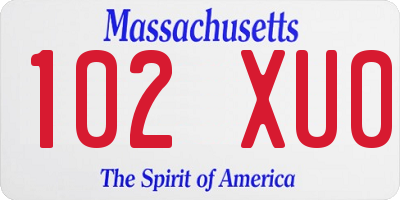 MA license plate 102XU0