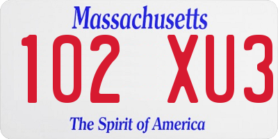 MA license plate 102XU3