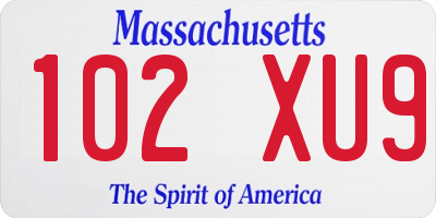 MA license plate 102XU9