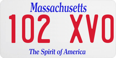 MA license plate 102XV0