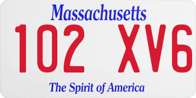 MA license plate 102XV6