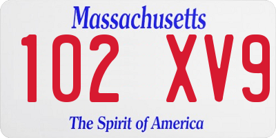 MA license plate 102XV9