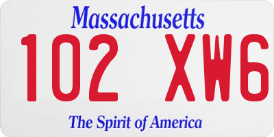 MA license plate 102XW6