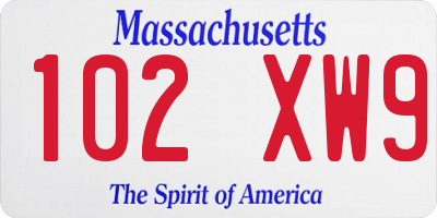 MA license plate 102XW9